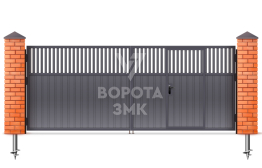 Распашные ворота двухстворчатые с калиткой 2750×2000 ЗМК-4923